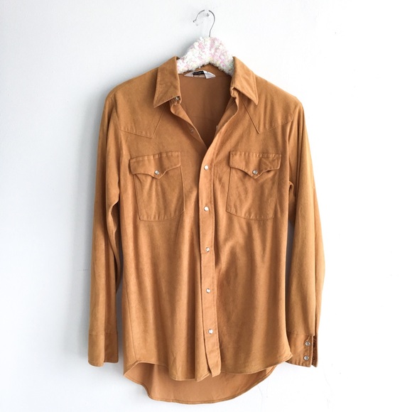 Vintage Other - Mr. Andrews faux suede tan button up